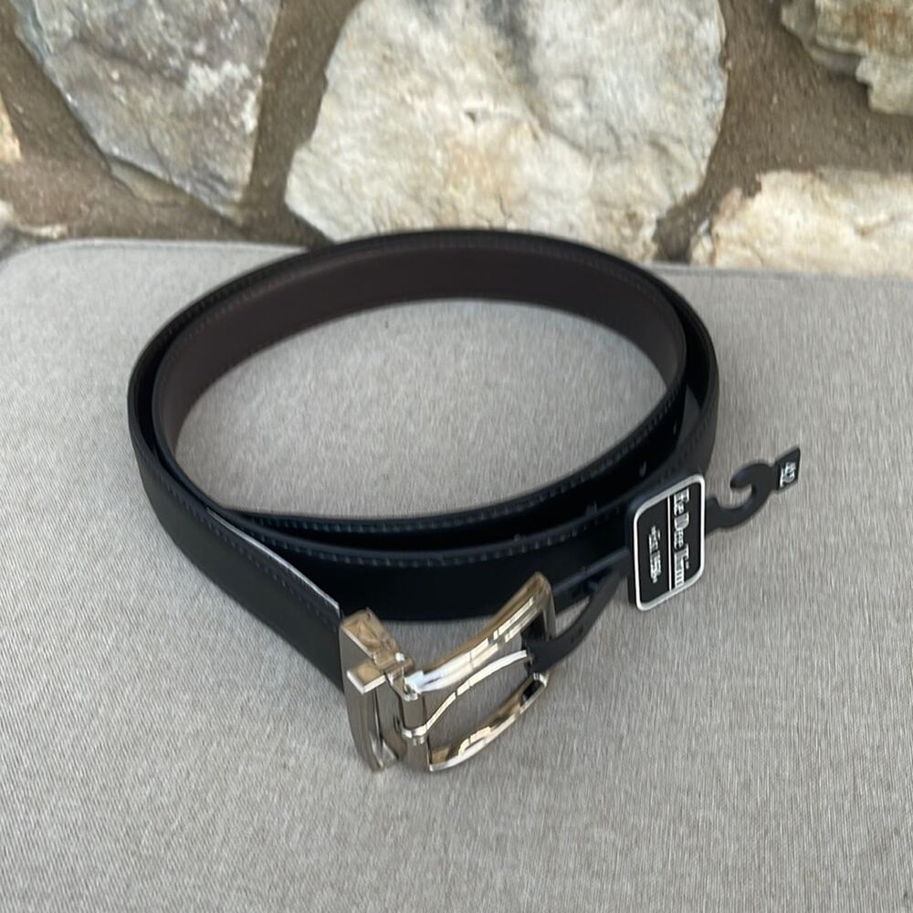 Black and brown leather belt reversible size 42